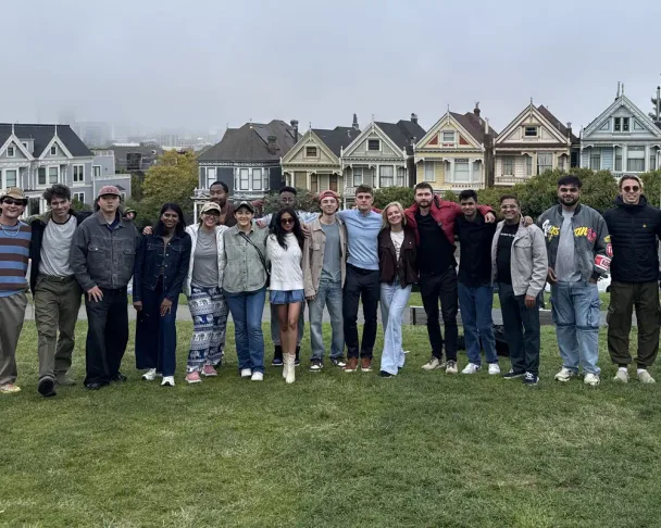 Foundry residents together at Alamo Square, in front of the Painted Ladies